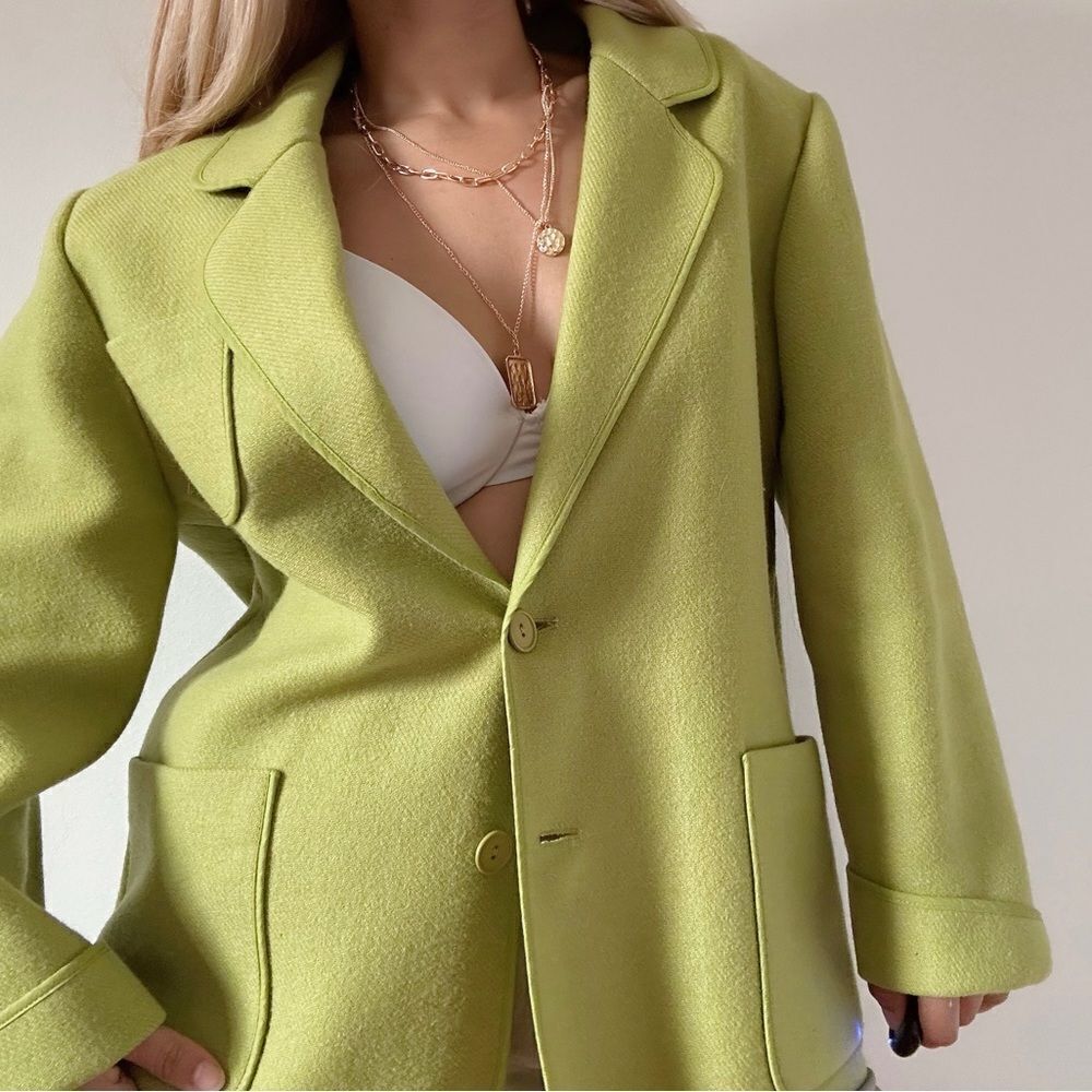 Vintage Designer Wool Green Weinberg paris Auckie Sanft Oversized Blazer jacket - Picture 3 of 8
